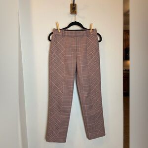Rebecca Taylor Brown Dress Pants Tailored Fit Plaid ankle cropped
